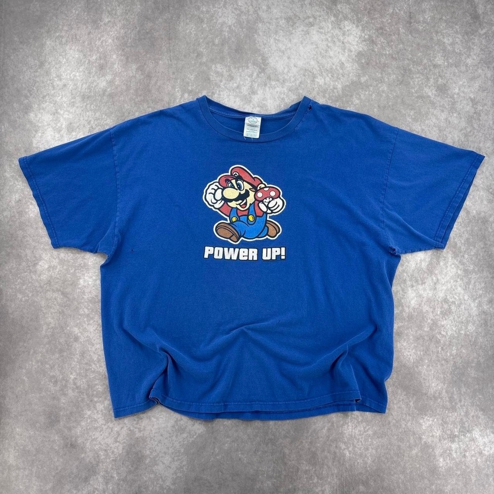 Vintage Y2K Super Mario Power Up Graphic Tee Size 2XL
